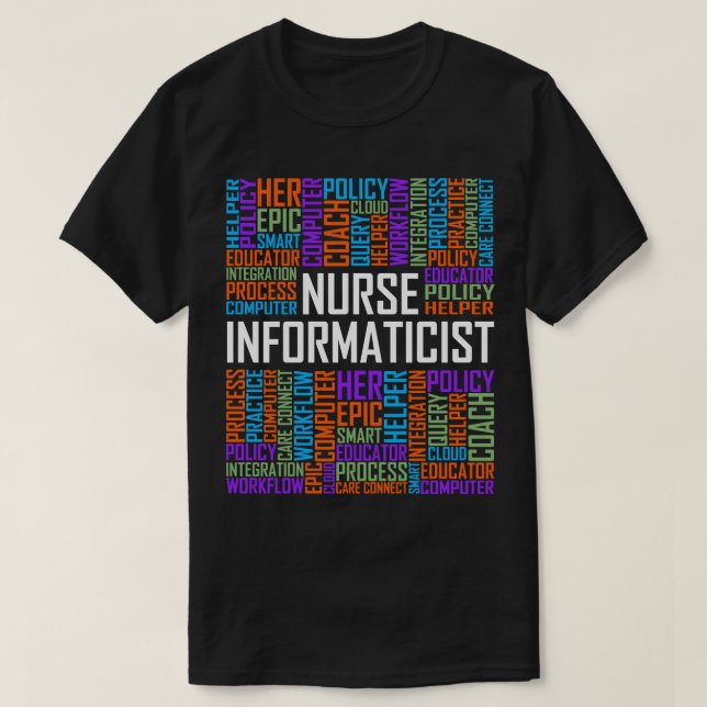 T-shirt Infirmière Informaticiste Mots (Design devant)
