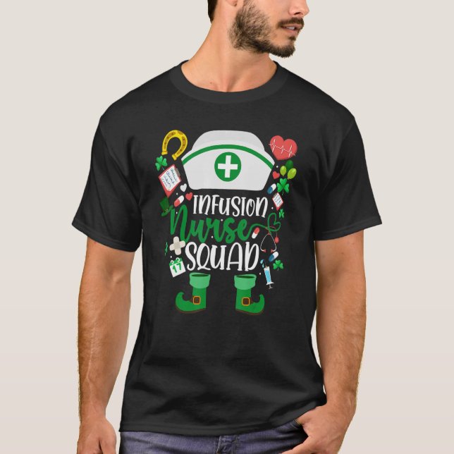 T-shirt Infirmière Infusion Squad Infirmière Leprechaun St (Devant)