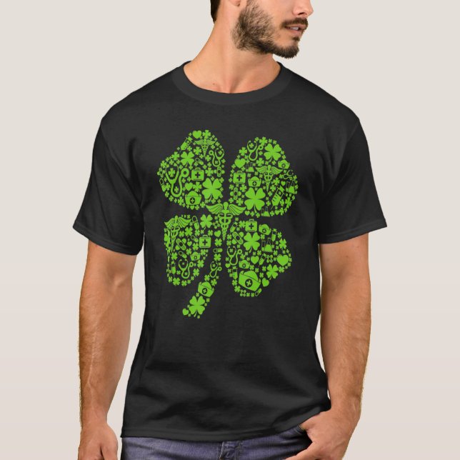 T-shirt Infirmière irlandaise Shamrock Stethoscope Jour de (Devant)