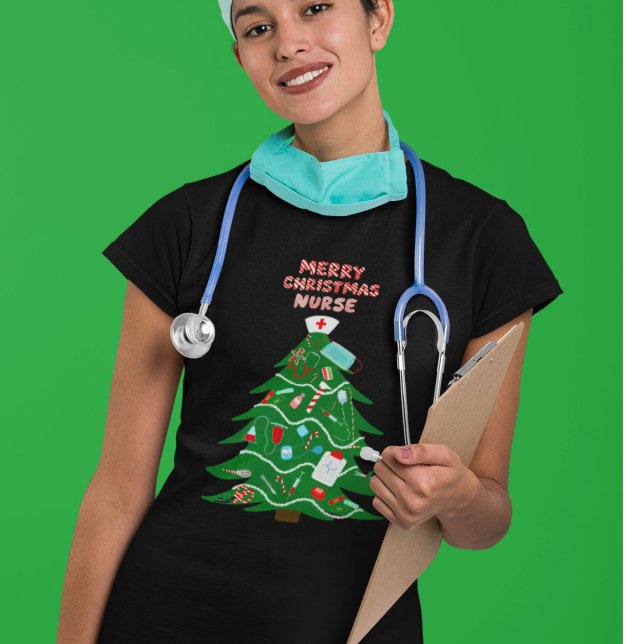 T-shirt Infirmière Joyeux Arbre de Noël (Créateur téléchargé)