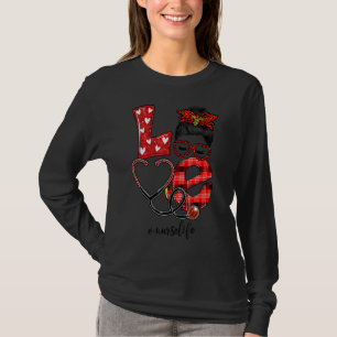 T-shirt Infirmière Love Stethoscope Plaid Leopard Messy Bu