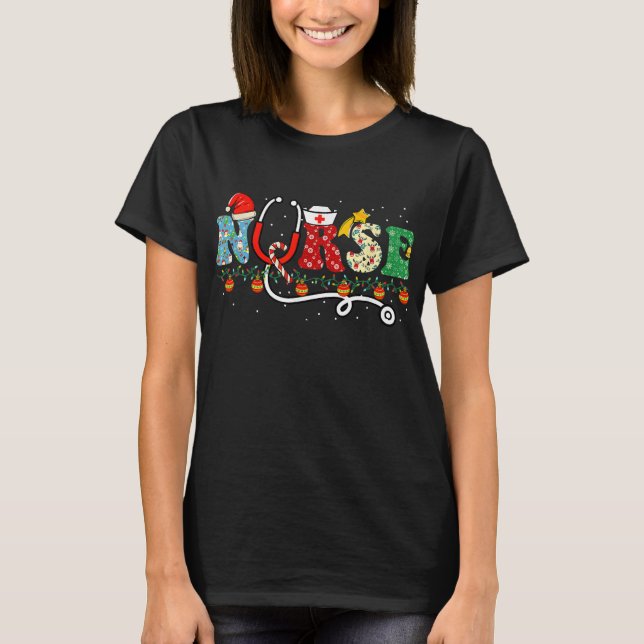T-shirt Infirmière Noël Infirmière (Devant)