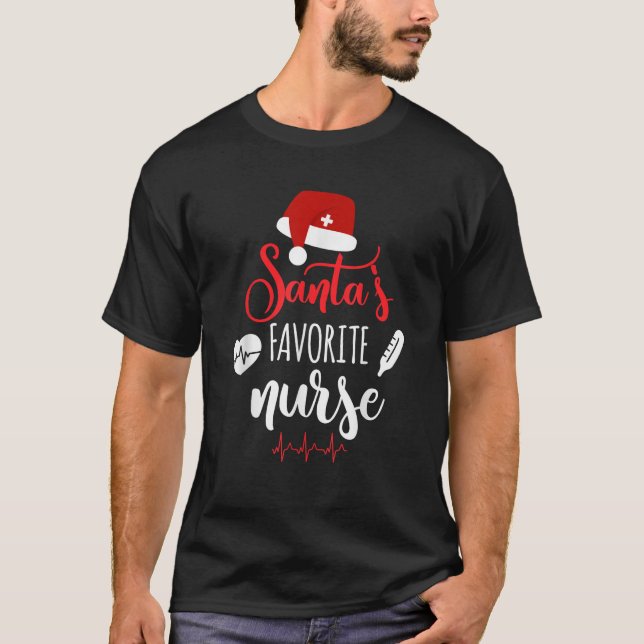 T-shirt Infirmière Noël Père Noël's Favori Nurse Xmas Scru (Devant)