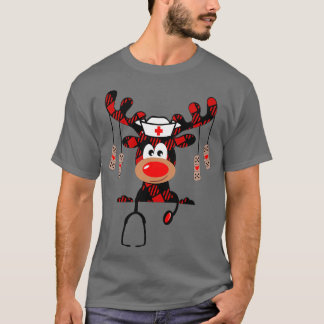 T-shirt Infirmière Noël Reindeer Infirmière Plaid NICU RN