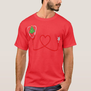 T-shirt Infirmière Noël Snowflake Stethoscope Cool X-