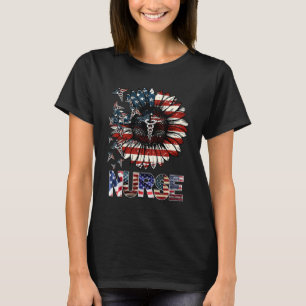 T-shirt Infirmière patriotique 4 juillet drapeau américain