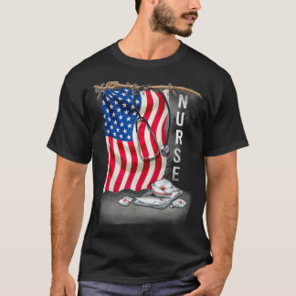 T-shirt Infirmière patriotique 4 juillet drapeau américain