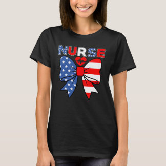 T-shirt Infirmière Patriotique 4 juillet États-Unis Rouge 