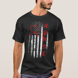 T-shirt Infirmière patriotique américaine drapeau États-Un