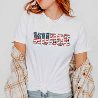 T-shirt Infirmière patriotique Rouge Blanc Bleu Infirmière