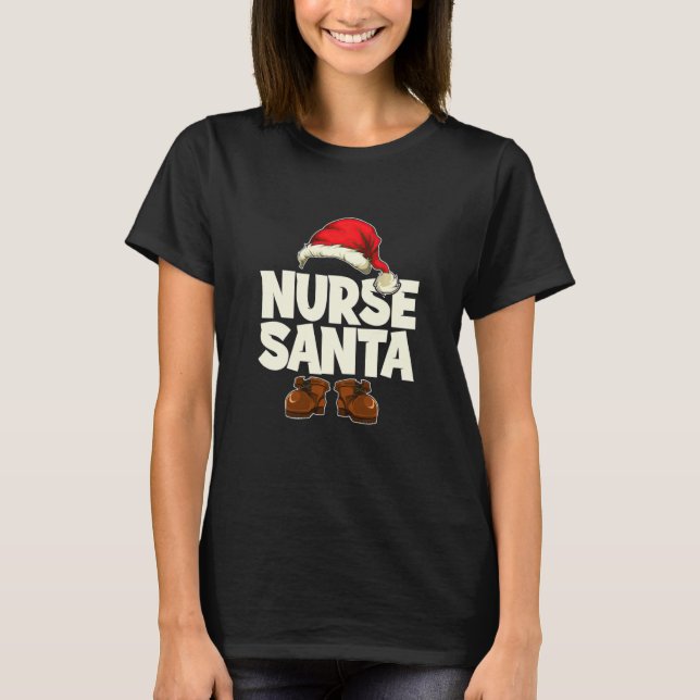 T-shirt Infirmière Père Noël Funny Noël T Chemise Mignonne (Devant)