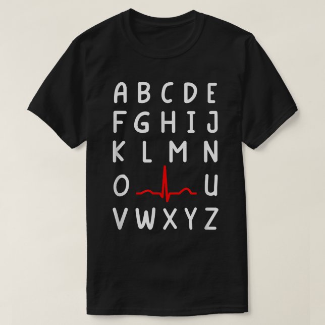 T-shirt Infirmière PQRST Infirmière ECG et EKG Alphabet Dr (Design devant)