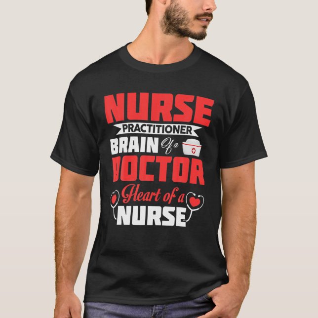 T-shirt Infirmière Praticien Cerveau D'Un Docteur Coeur D' (Devant)