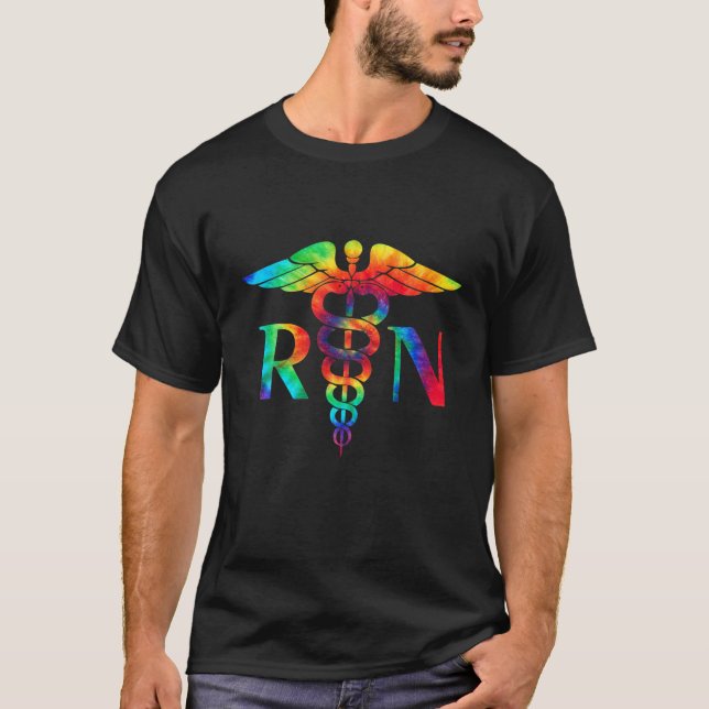 T-shirt Infirmière RN Ocean Tie Dye Rainbow Hippie Costume (Devant)