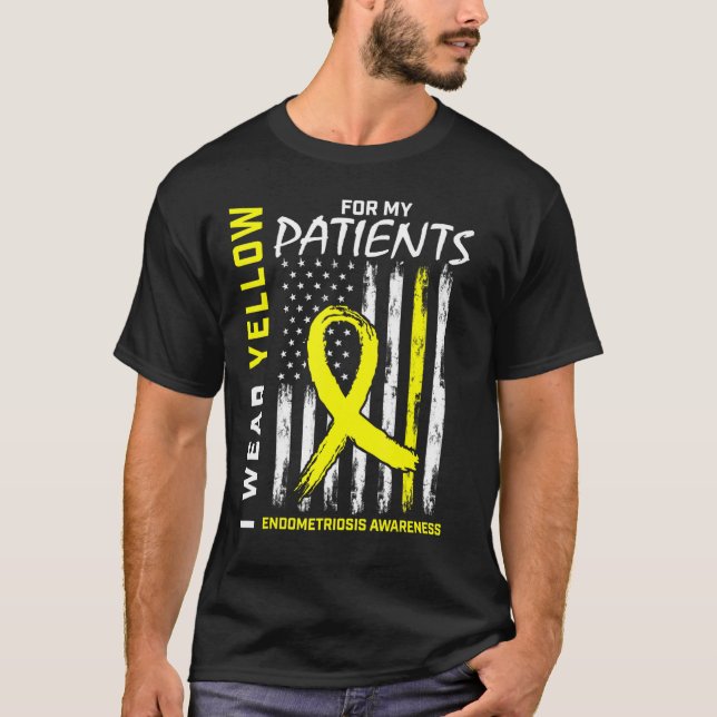 T-shirt Infirmière Rn Yellow Ribbon Patients Endometriose  (Devant)