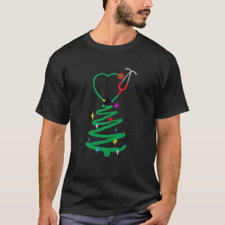 T-shirt Infirmière sapin de Noël Stethoscope Infirmières X