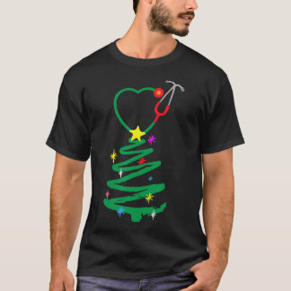 T-shirt Infirmière sapin de Noël Stethoscope Infirmières X