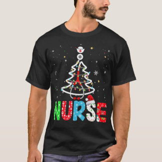 T-shirt Infirmière sapin de Noël Xmas Stethoscope RN LPN N