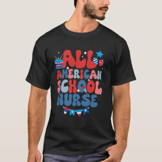 T-shirt Infirmière scolaire tout américaine Drapeau améric
