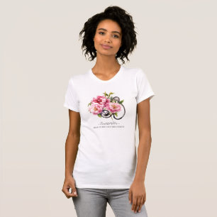 T-shirt Infirmière soignante Stethoscope floral