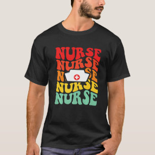 T-shirt Infirmière super Retro Colorful Nurse Flowers Écol