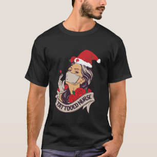 T-shirt Infirmière tatouée RN Noël Santa Hat Infirmière Pr