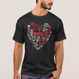 T-shirt Infirmière Valentines Jour Scrub RN ICU ER Love S