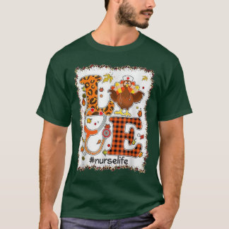 T-shirt Infirmière Vie Thanksgiving Automne Femmes 