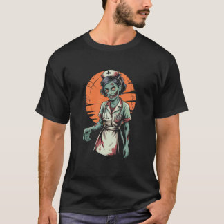 T-shirt Infirmière zombie Halloween épouvantable pleine lu