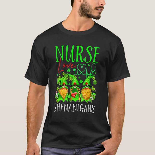 T-shirt Infirmières Aimer Shenanigans Gnomes Infirmière St (Devant)