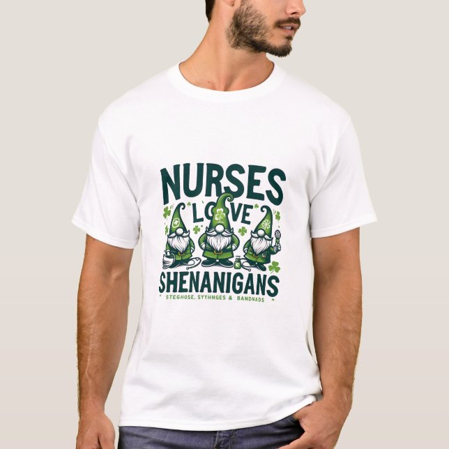 T-shirt Infirmières de la Saint Patrick - Gnome Shenanigan (Devant)