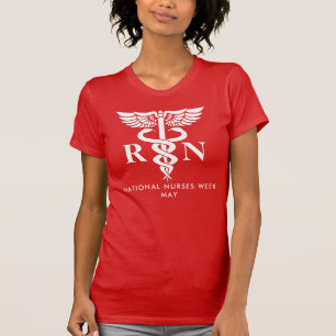 T-shirt Infirmières Semaine/Jour, blanc caducée RN