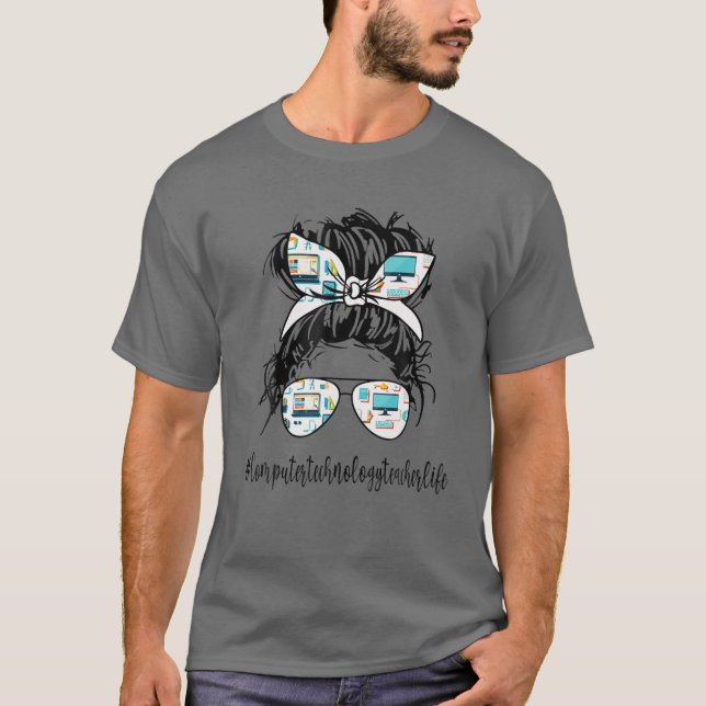 T-shirt Informatique La Vie Enseignant Messager Bun Retour (Devant)