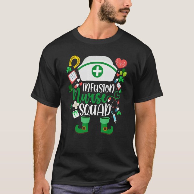T-shirt Infusion Nurse Squad Nursing Leprechaun St Patrick (Devant)
