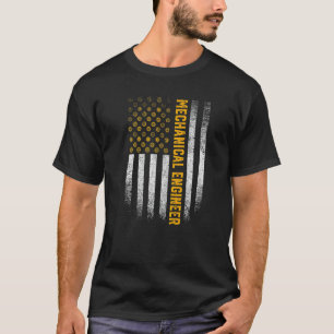 T-shirt Ingénierie Engrenage Roue Dentée Drapeau USA Ingén