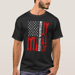 T-shirt Ingénierie Engrenage Roue Dentée Drapeau USA Ingén
