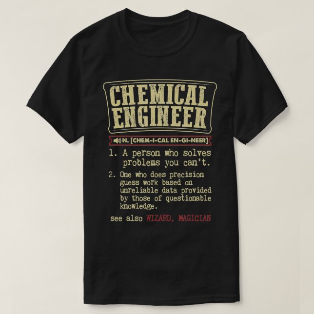 T-shirt Ingénieur chimique Don amusant définition de dicti (Design devant)