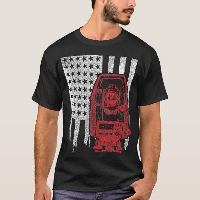 T-shirt Ingénieur de l'arpenteur terrestre Tripod patrioti (Devant)