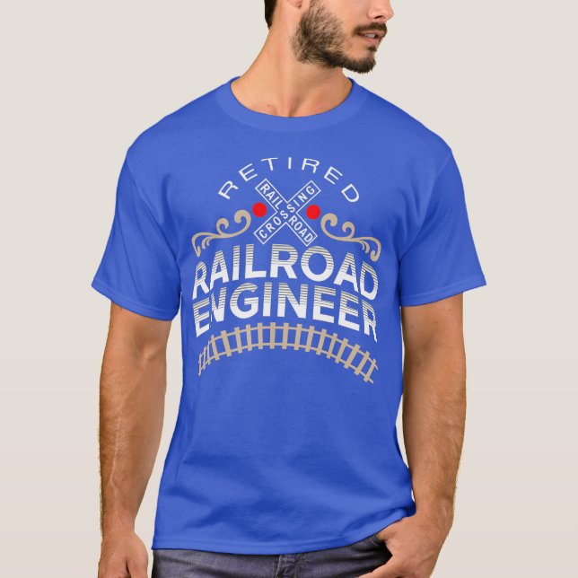 T-shirt Ingénieur de train de locomotives à la retraite (Devant)