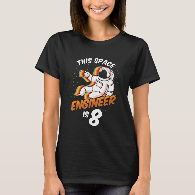 T-shirt Ingénieur Espace 8 ans Né astronaute 2014 Huitième (Devant)