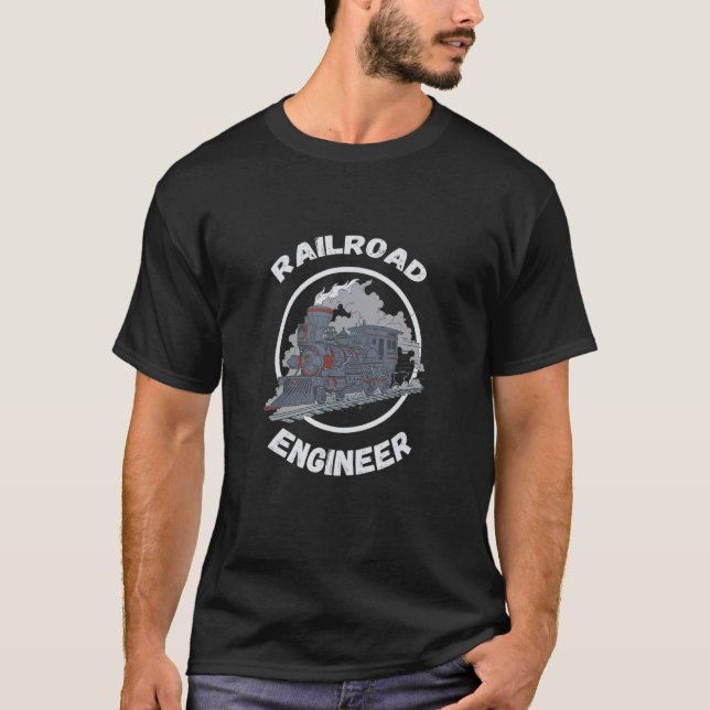 T-shirt Ingénieur ferroviaire Train Chemin de fer Modèle T (Devant)