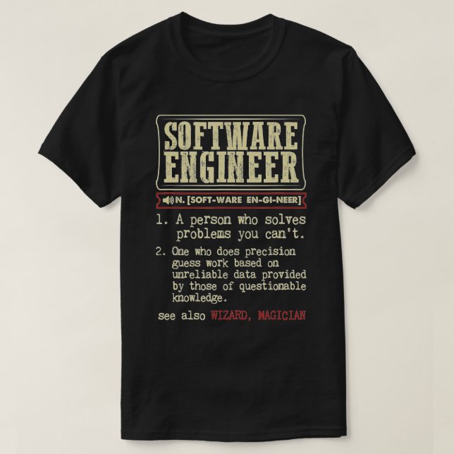 T-shirt Ingénieur logiciel définition de dictionnaire drôl (Design devant)