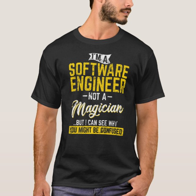 T-shirt Ingénieur logiciel pas un programmeur magicien Dev (Devant)
