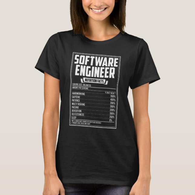 T-shirt Ingénieur logiciel - valeur nutritive (Devant)