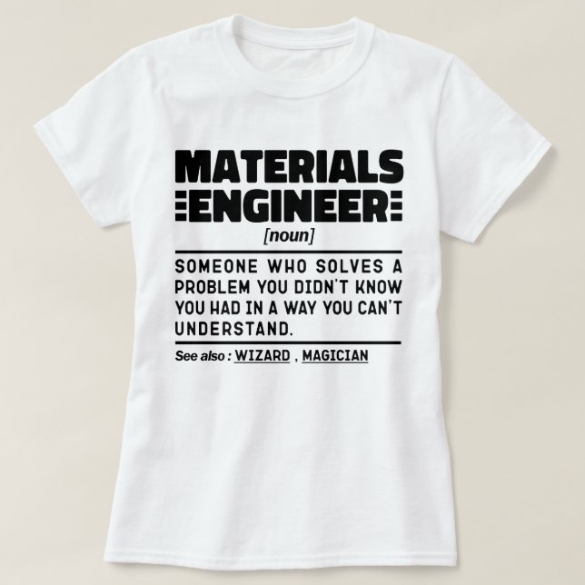 T-shirt Ingénieur matériaux Noun Ingénieur Cool (Design devant)