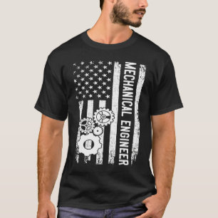 T-shirt Ingénieur mécanique Drapeau américain Engin mécani