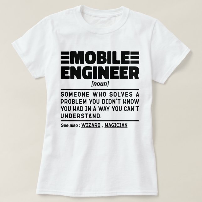 T-shirt Ingénieur mobile Noun Spécialiste du dépannage (Design devant)