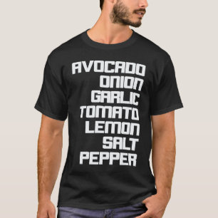 T-shirt Ingrédients de guacamole I Nourriture végétarienne