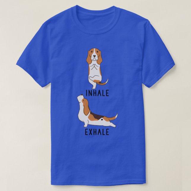 T-shirt Inhale Exhale Basset Hound Yoga (Design devant)