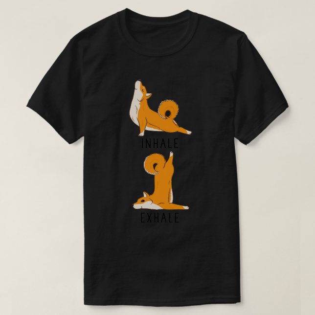 T-shirt Inhale Exhale Shiba Inu Yoga (Design devant)
